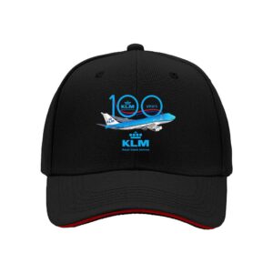 KLM 100 Years Anniversary Boeing 747 Logo Hat Men's Baseball Cap Aviation Gift for Pilots Airplane Enthusiasts Birthday Present