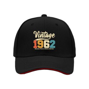 Vintage 1962 Original Parts Special Edition Mens Baseball Cap Birthday Gift for Men Father's Day Present
