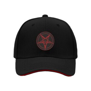 Baphomet Pentagram Devil Goat Head Men's Baseball Cap Halloween Gift for Satanist Occult Enthusiasts Dark Ritual Fashion