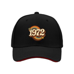 1972 Vintage Rainbow Star Mens Baseball Cap Birthday Gift for Men 50th Anniversary Party Present Retro Style Hat