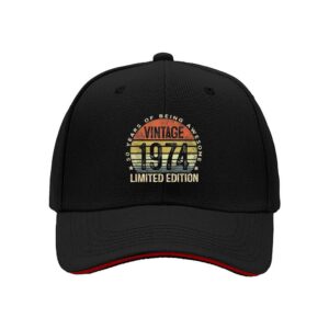 Vintage 1974 50th Birthday Limited Edition Men's Baseball Cap Gift for Him Anniversary Celebration Party Wear