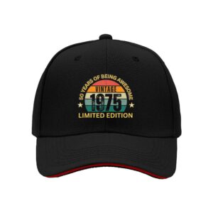 Vintage 1975 50th Birthday Gift for Men Limited Edition Baseball Cap Retro Awesome Anniversary Present