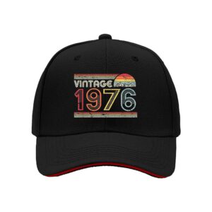 Vintage 1976 Retro Mountains Sunburst Design Men's Baseball Cap Birthday Gift for 48th Anniversary Celebration