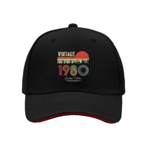 Vintage 1980 Limited Edition Mountain Sunset Design Men's Baseball Cap Birthday Gift for Him Outdoor Adventure Lover