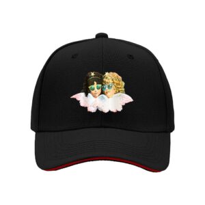 Angel Couple with Sunglasses Vintage Print Baseball Cap for Men Holiday Gift Valentine's Day Christmas Party Wear