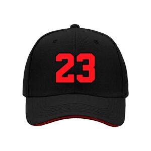 Red 23 Number Baseball Cap for Men Sports Fan Gift Birthday Christmas Holiday Present Team Jersey Style Hat