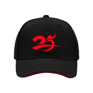 25th Anniversary Red Flame Logo Baseball Cap for Men Birthday Gift Party Celebration Event Wear