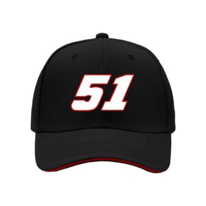 51 Number Print Baseball Cap for Men Sports Fan Gift Christmas Holiday Present