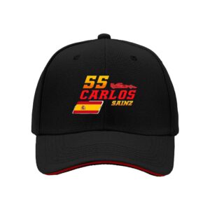 Carlos Sainz 55 F1 Racing Flag Spain Men Baseball Cap Gift for Fans Birthday Christmas Holiday
