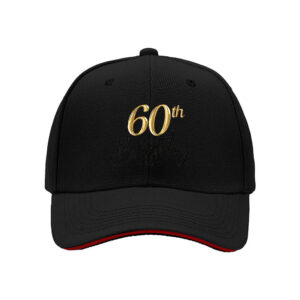 60th Birthday Gold Logo Men's Baseball Cap Gift for Him Celebration Party Wear Anniversary Present