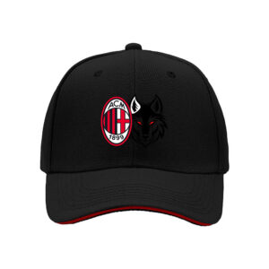 AC Milan Logo Baseball Cap Men's Red Black Stripes Football Fan Gift for Christmas and Birthday