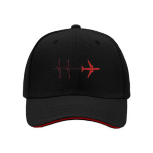 Heartbeat Flight Plane Design Men's Baseball Cap Travel Aviation Gift for Pilots and Airplane Enthusiasts Christmas Holiday Present