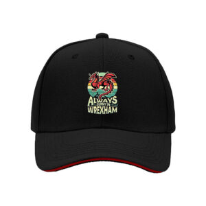 Always Sunny in Wrexham Dragon Design Mens Baseball Cap Gift for Football Fans and Welsh Culture Lovers