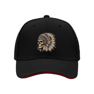 Native American Skull Headdress Mens Baseball Cap Tribal Gift for Halloween and Christmas