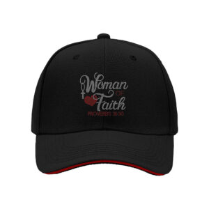 Woman of Faith Rhinestone Cross Heart Hat Proverbs 31:30 Christian Gift for Women Church Bible Verse Cap