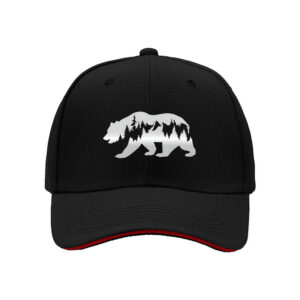 Bear Silhouette Forest Mountain Design Mens Baseball Cap Outdoor Adventure Gift for Nature Lovers Christmas Present