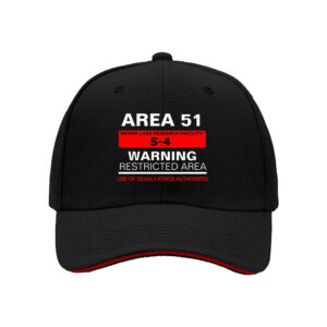 Area 51 Groom Lake S-4 Warning Hat Men's Baseball Cap Restricted Area UFO Alien Gift for Halloween Birthday