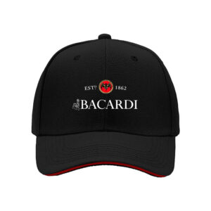 Bacardi Logo Baseball Cap for Men, Bat Design, Cocktail Party Gift, Birthday Present, 1862 Established, Rum Brand Hat