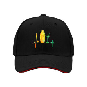 Cocktail Shaker Heartbeat Design Baseball Cap for Men Party Gifts Birthday Christmas Holiday Fun Wear