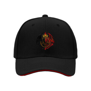 Dual Fire Dragon Pentagram Mens Baseball Cap Gothic Dark Fantasy Gift for Halloween Christmas Birthday Party