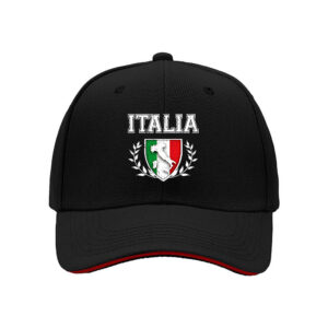 Italy Map Flag Shield Design Men's Baseball Cap Patriotic Gift for Independence Day and National Holidays