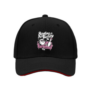 Bowling Is My Therapy Funny Bowling Ball Pin Shirt Men's Baseball Cap Gift for Bowling Lovers Holiday Present