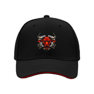 Red Bull Head with Revolver Pattern Men's Baseball Cap for Outdoor Adventure Gifts for Father's Day and Birthday