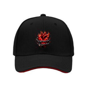 Burning Heart with Crown of Thorns Mens Baseball Cap Christian Gift for Easter and Christmas Faith Inspired Hat